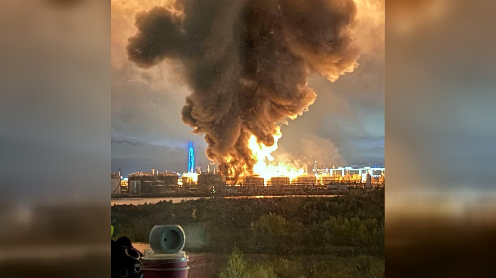 Massive drone attack on St. Petersburg sets oil terminal and Ozon warehouse ablaze